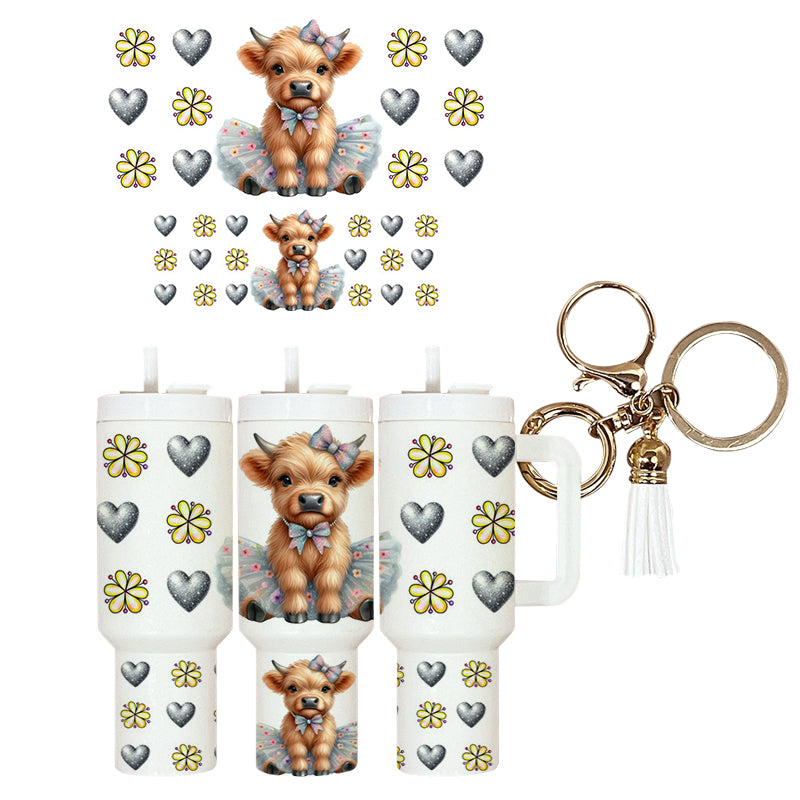 UVDTF Mini Tumbler Wrap Cute Cow Tutu 4078
