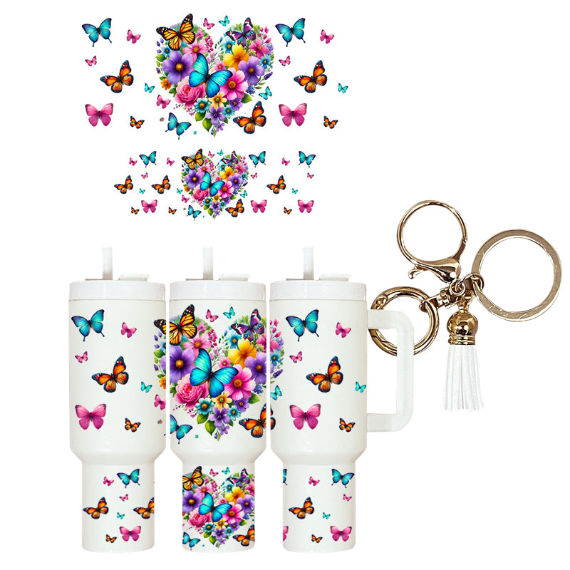 UVDTF Mini Tumbler Wrap Floral Butterflies 4161