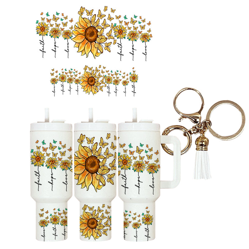 UVDTF Mini Tumbler Wrap Faith Hope Love Sunflowers 4005