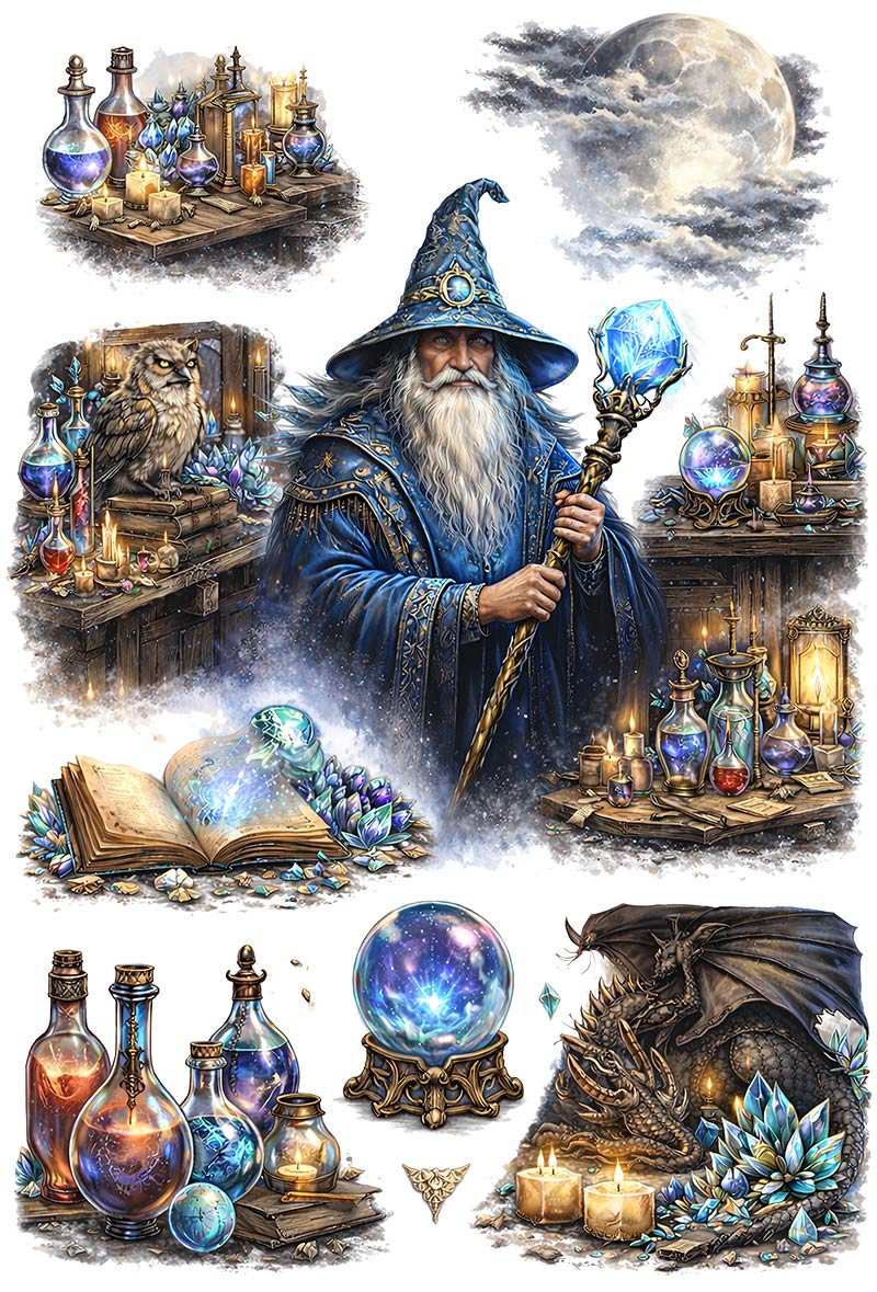 UVDTF 9.5 x 14 Element Sheet Wizard Alchemy & Magic 841