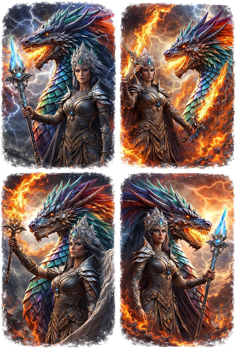 UVDTF 9.5 x 14 Element Sheet Dragon Warrior Queens 1037