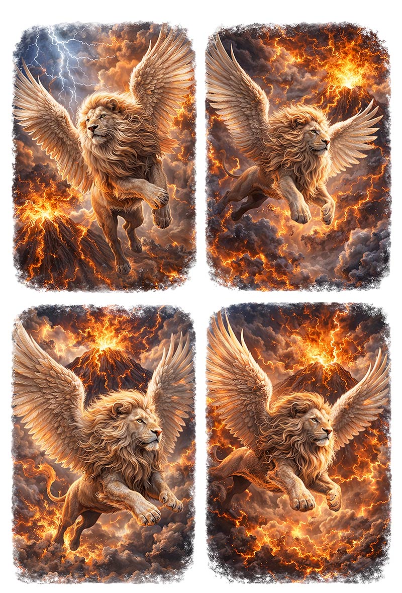 UVDTF 9.5 x 14 Element Sheet Winged Lions & Volcano 836