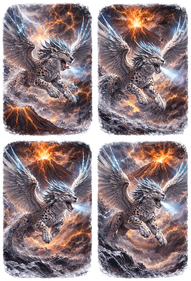 UVDTF 9.5 x 14 Element Sheet Winged Snow Leopards & Volcano 837