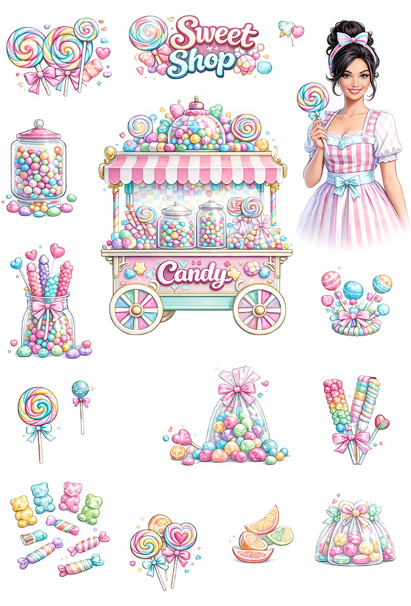 UVDTF 9.5 x 14 Element Sheet Pastel Candy Shop 997