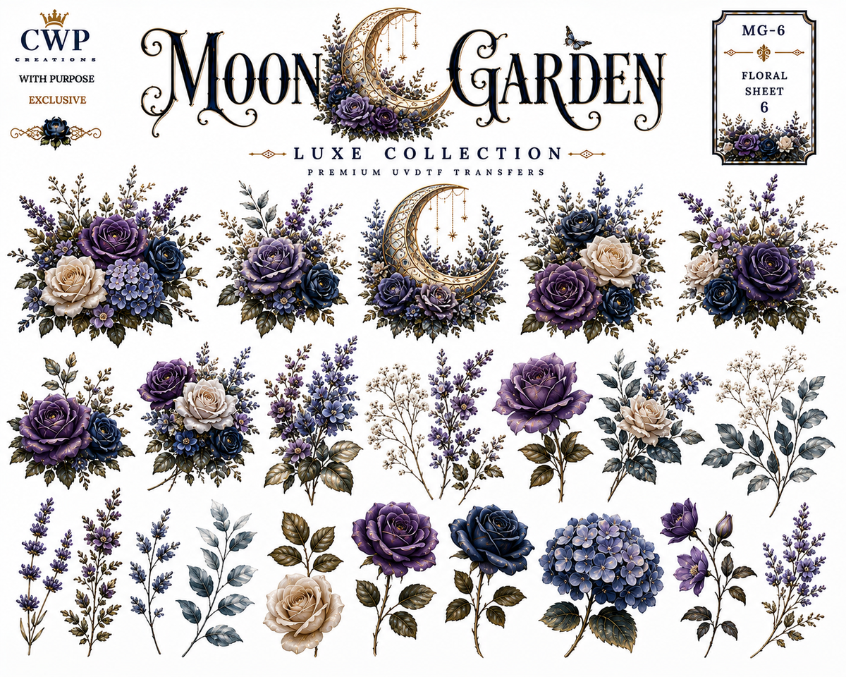 Moon Garden | Celestial Floral UVDTF Collection| 9 x 14