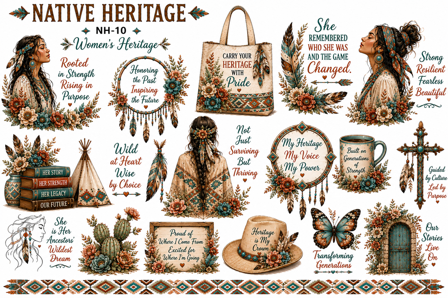 Native Heritage Collection | Southwest & Western UVDTF Element Sheets | 9.5 x 14