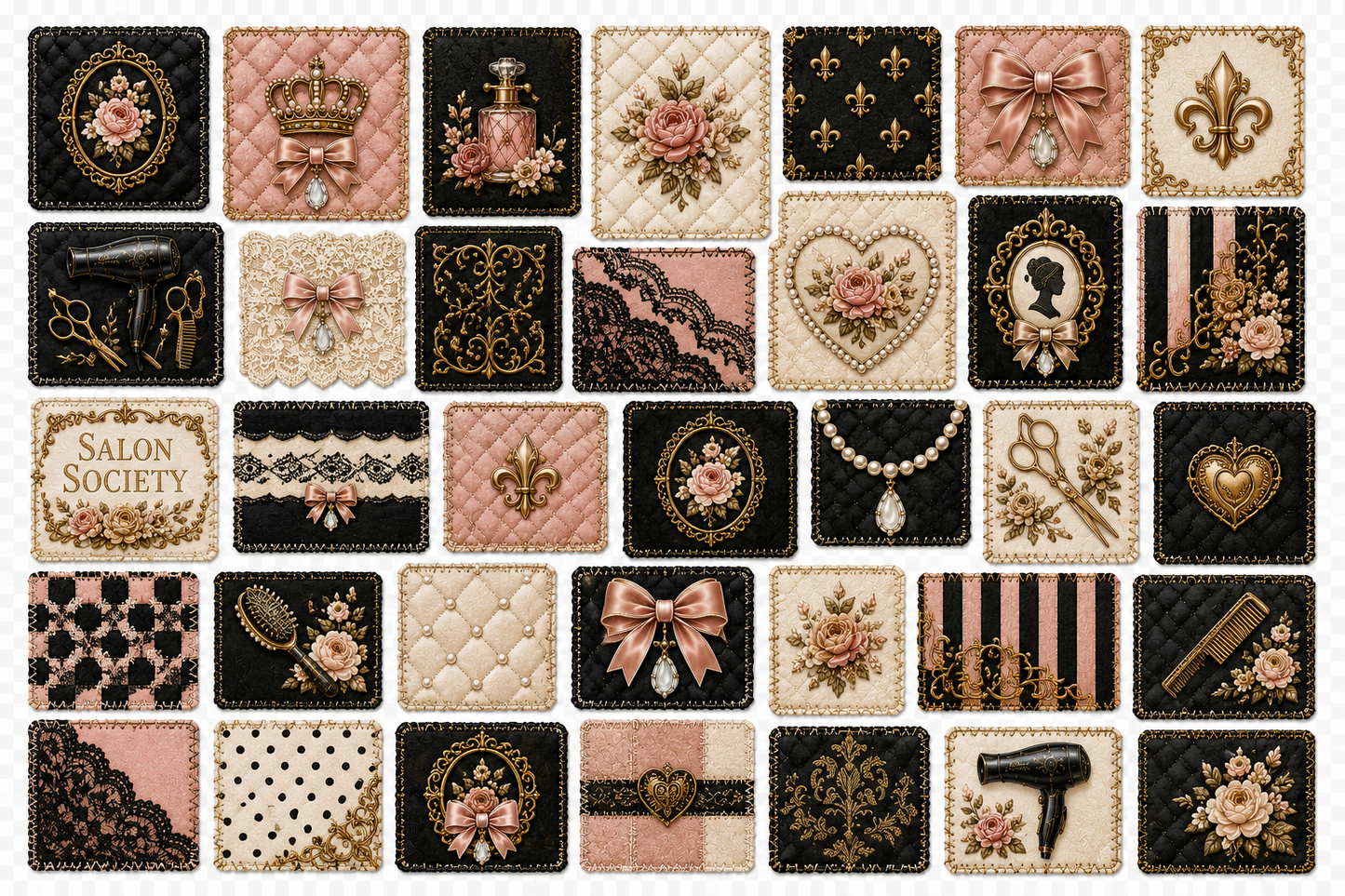 Salon Society Luxe UVDTF Element Sheet Collection | 4 Hair Stylist & Beauty Designs