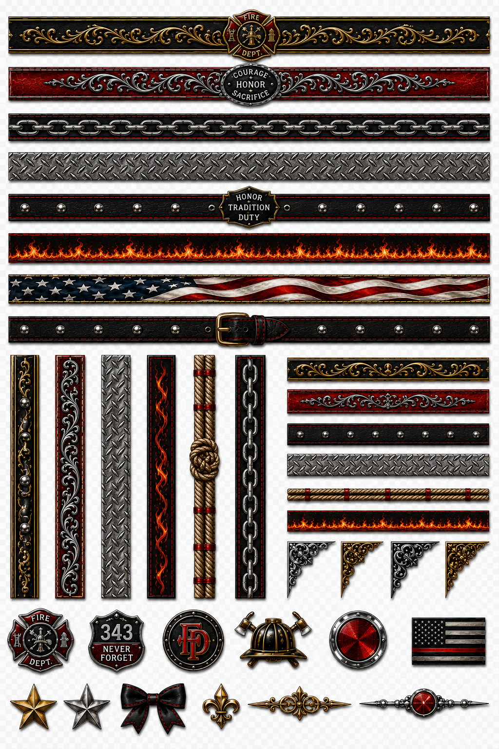 Fire Fighter Society UVDTF Element Sheets | Firefighter & First Responder Designs | 891