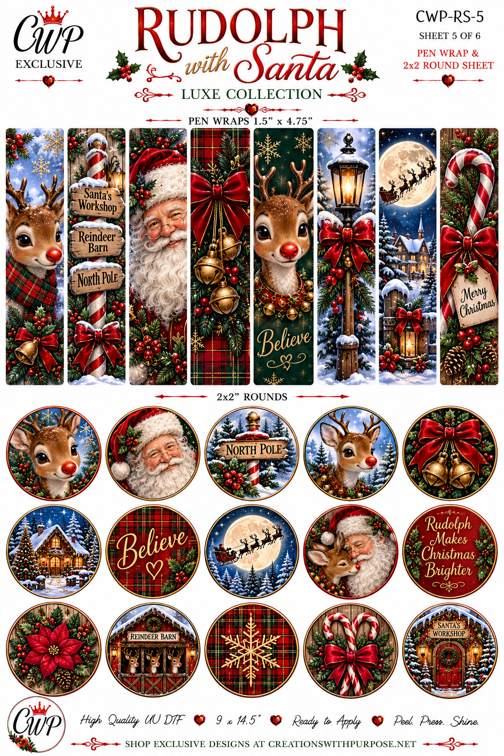 Rudolph with Santa Luxe UVDTF Element Sheets| 9 x 14 |