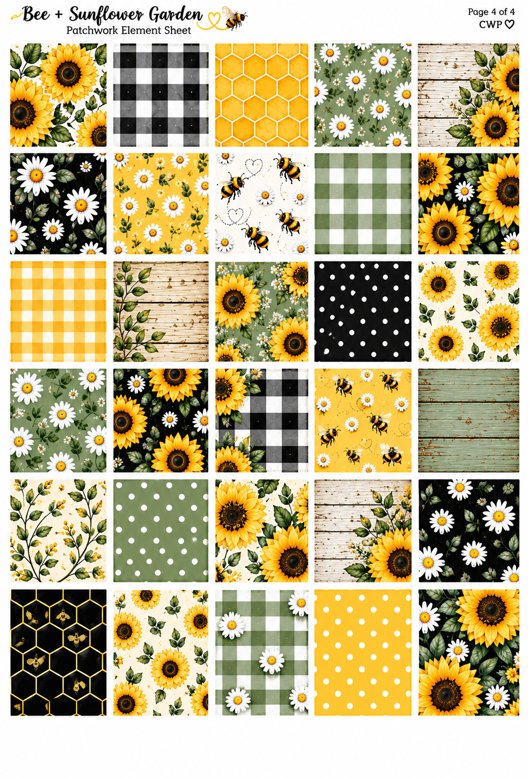 Bee + Sunflower Garden UVDTF Element Sheets| 9 x 14 |