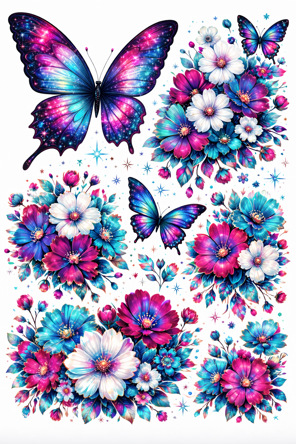UVDTF 9.5 x 14 Element Sheet Cosmic Butterflies & Florals