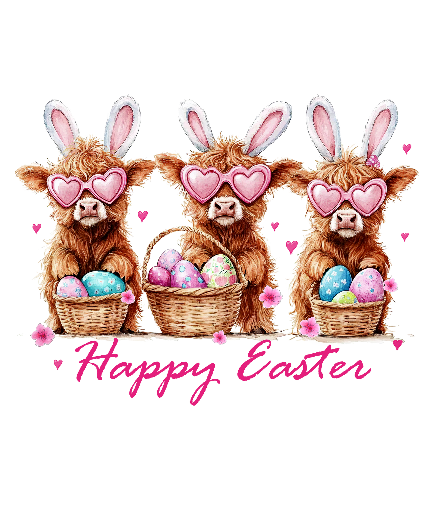 11" DTF Print Ready to Press Happy Easter Highlands
