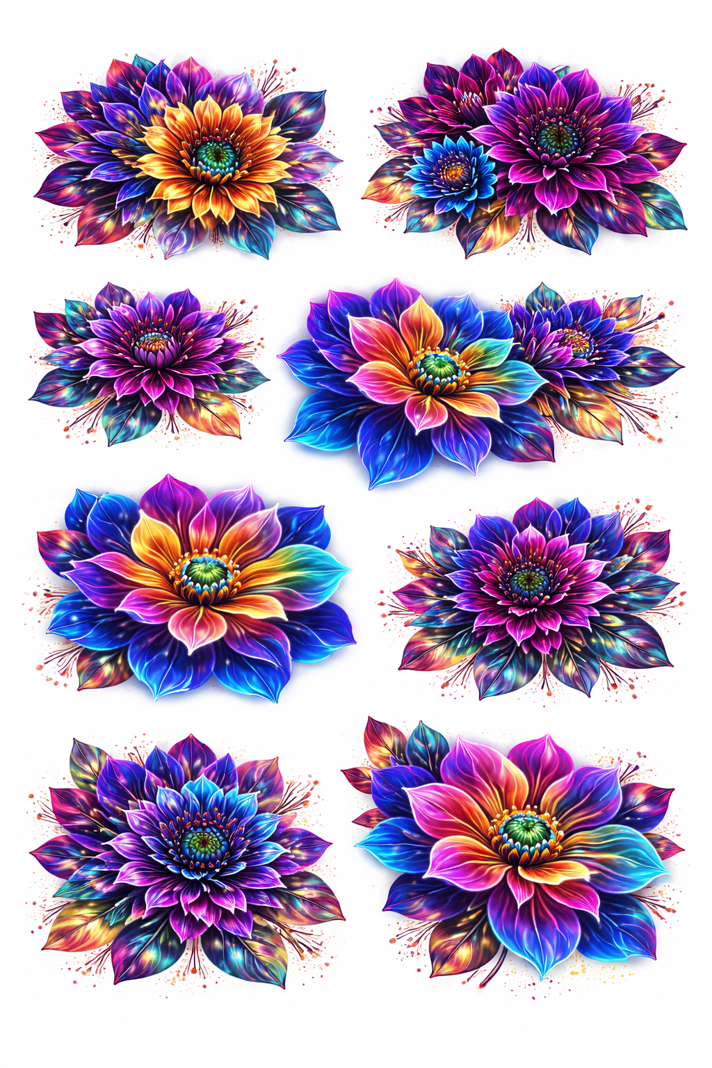 UVDTF 9.5 x 14 Element Sheet Jewel Tone Fantasy Florals 932
