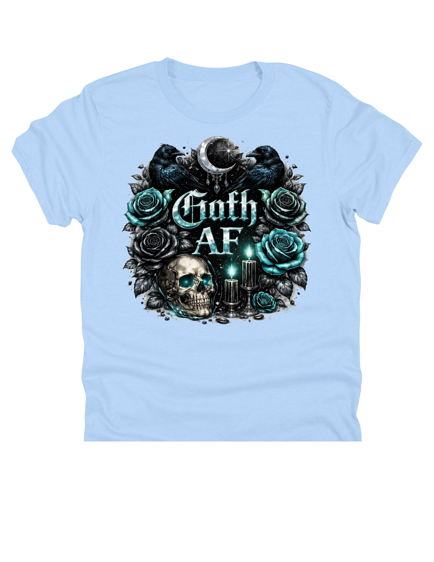 11" DTF Ready to Press - Goth AF Ravens Roses & Skull | 224