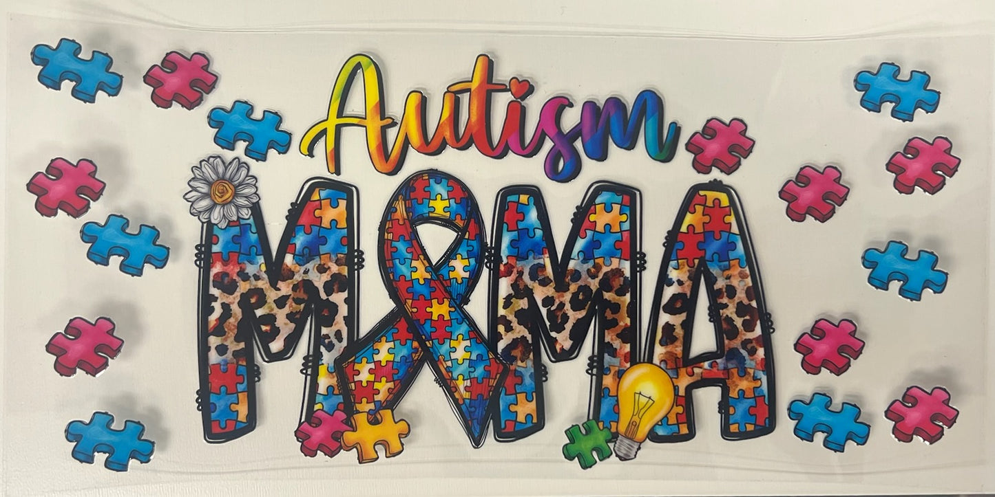 UV DTF 16 oz Cup Wrap Autism Mama 223