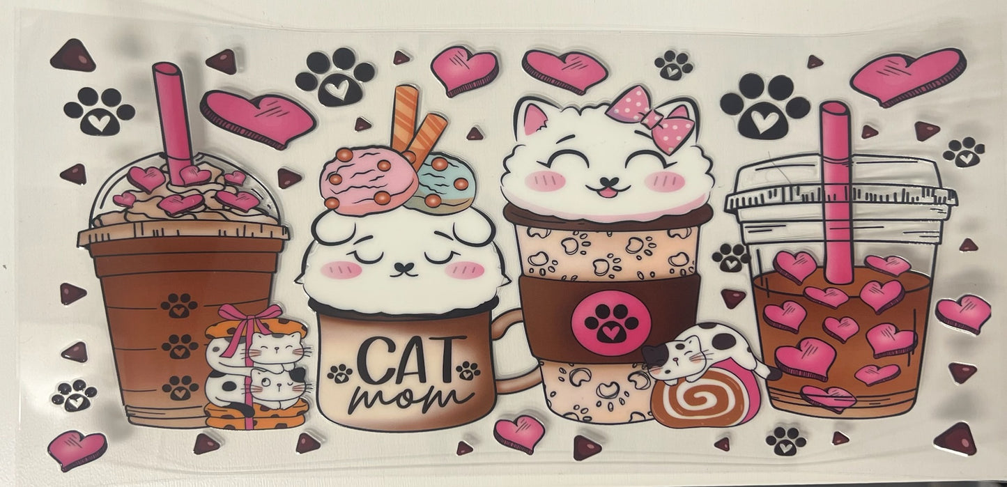 UV DTF 16 oz Cup Wrap Cat Mom 225