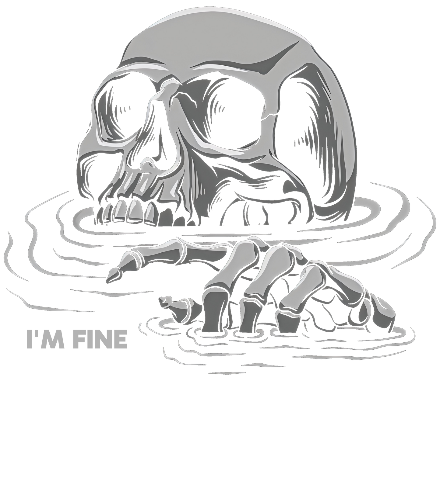 11" DTF Print Ready to Press Halftone Drowning Skull 0004