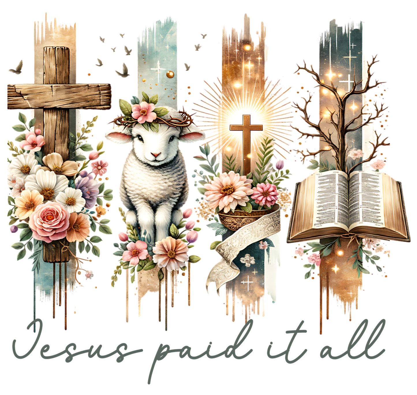 11" DTF Print Ready to Press Jesus Paid It All Easter
