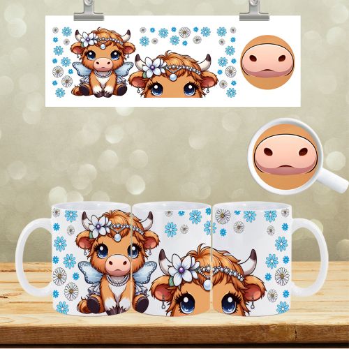 UVDTF Face Mug Wrap Cute Cow 9037
