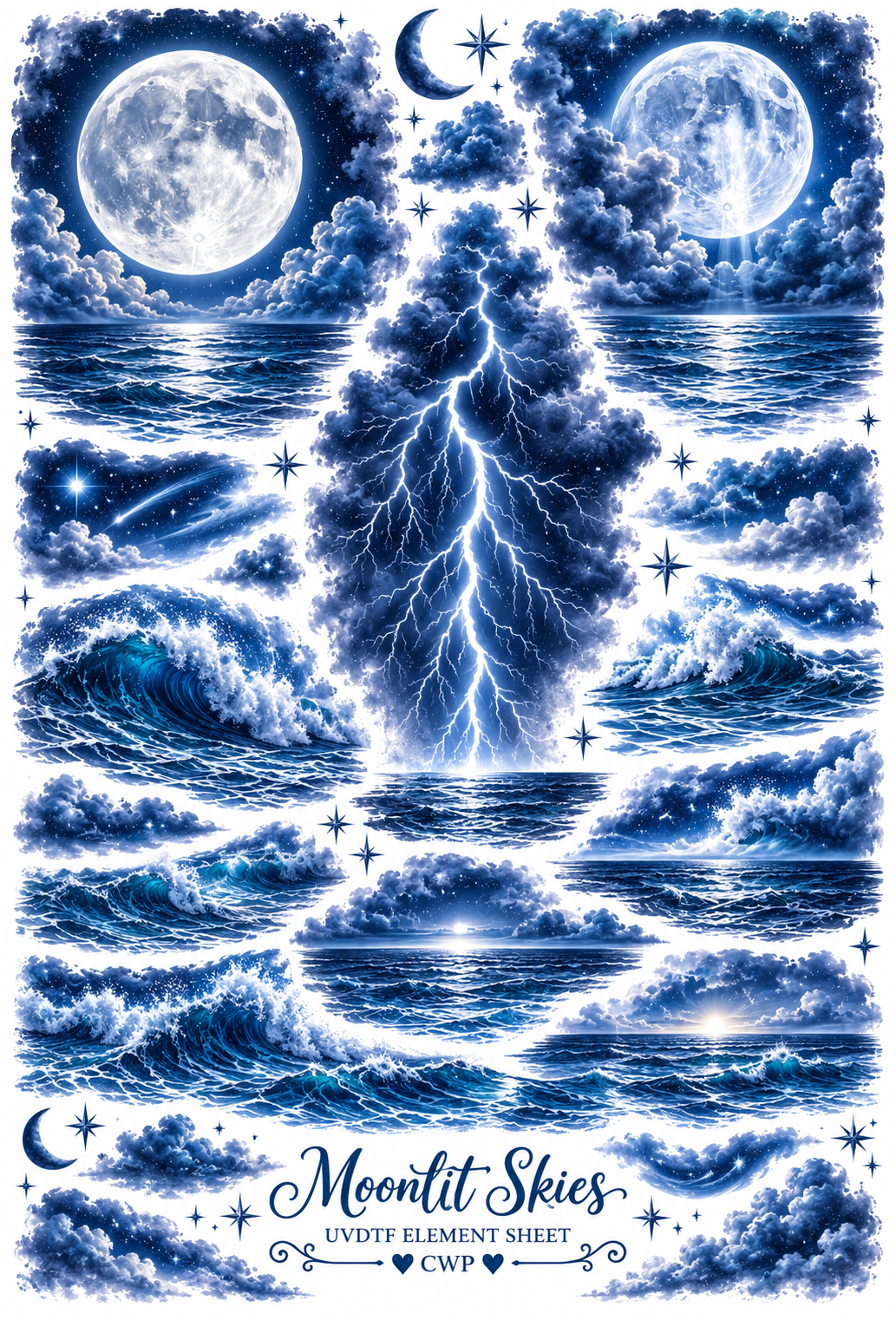 UVDTF 9.5 x14 Element Sheet Moon Lightning high seas