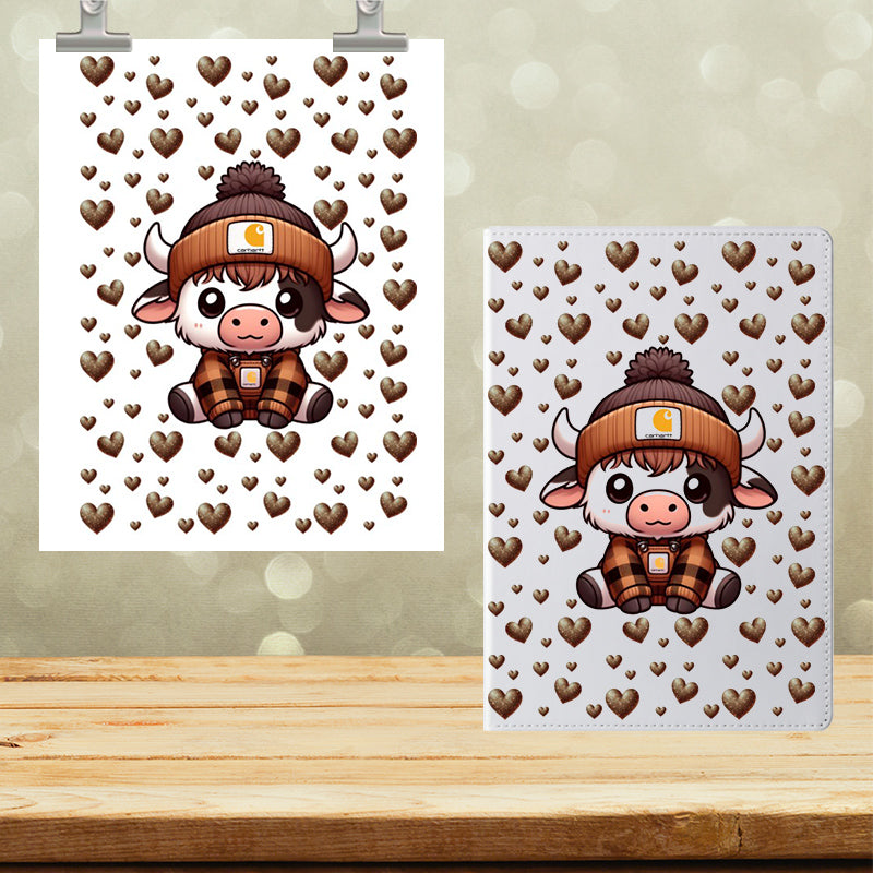 A5 Notebook UVDTF Wrap Highland Cow With Hearts7161
