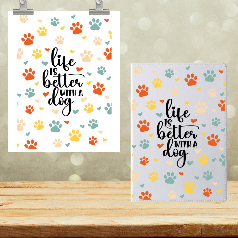 A5 Notebook UVDTF Wrap Life is better with a dog 7004