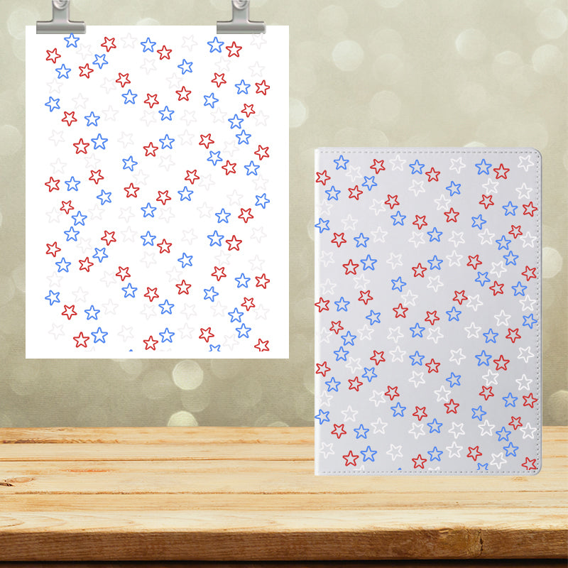 A5 Notebook UVDTF Wrap Red White Blue Stars 7145