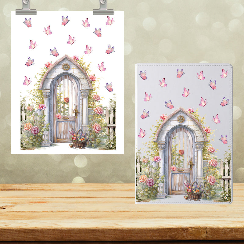 A5 Notebook UVDTF Wrap Cottage Door butterflies 7141