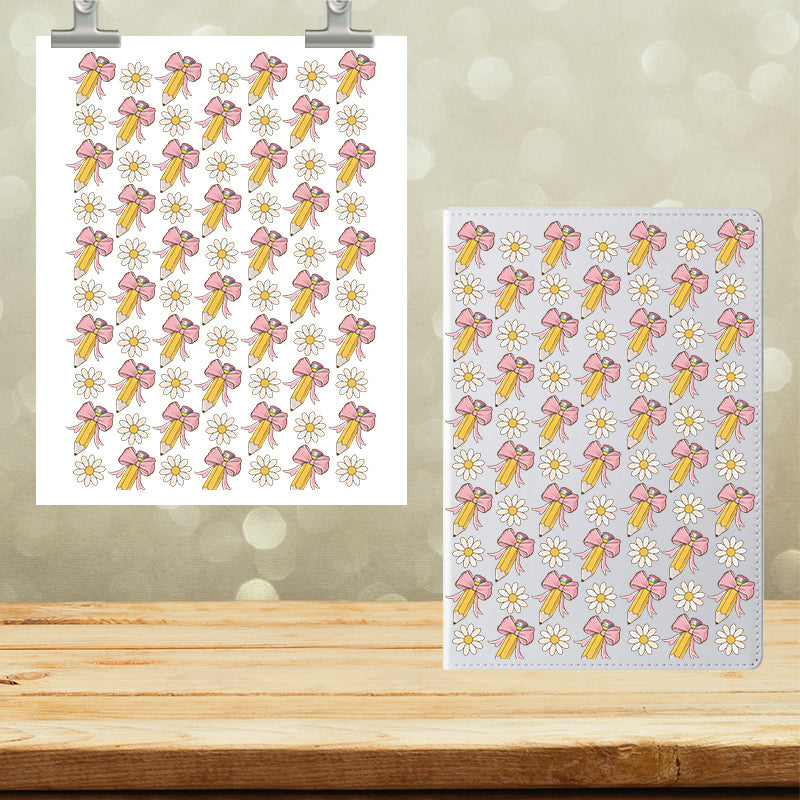 A5 Notebook UVDTF Wrap Floral Pencil Bows 7137