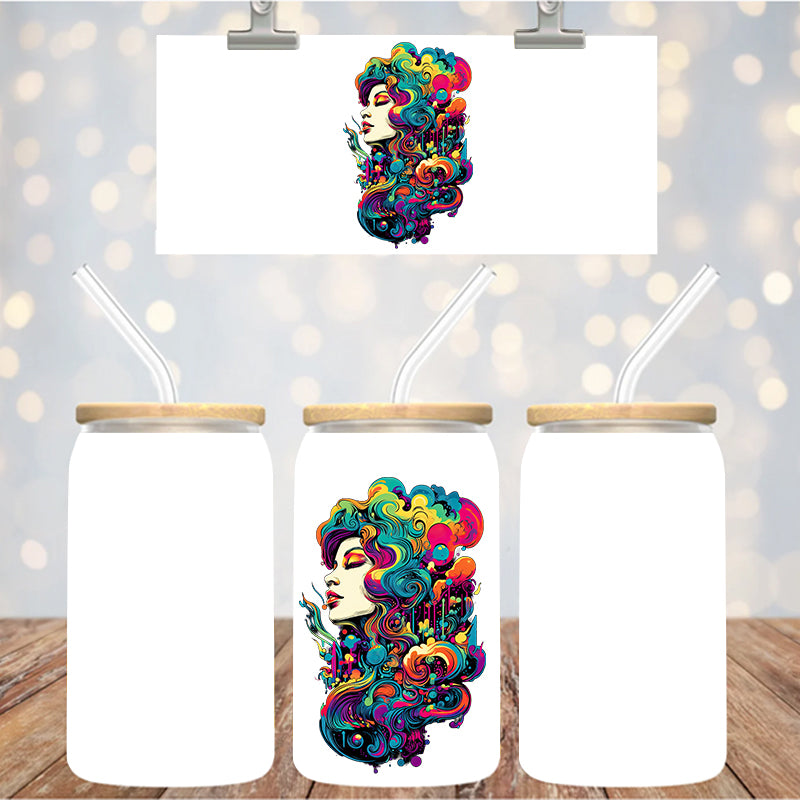 4" Decal Uvdtf Wrap Colorful Woman D212