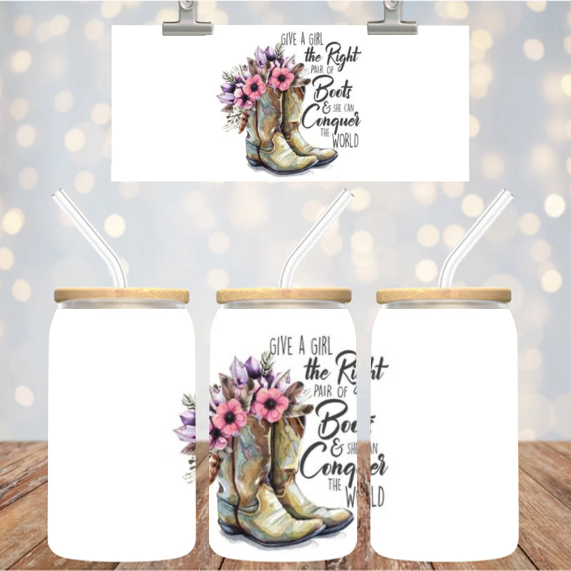 4" Decal Uvdtf Wrap Give A Girl Boots D215