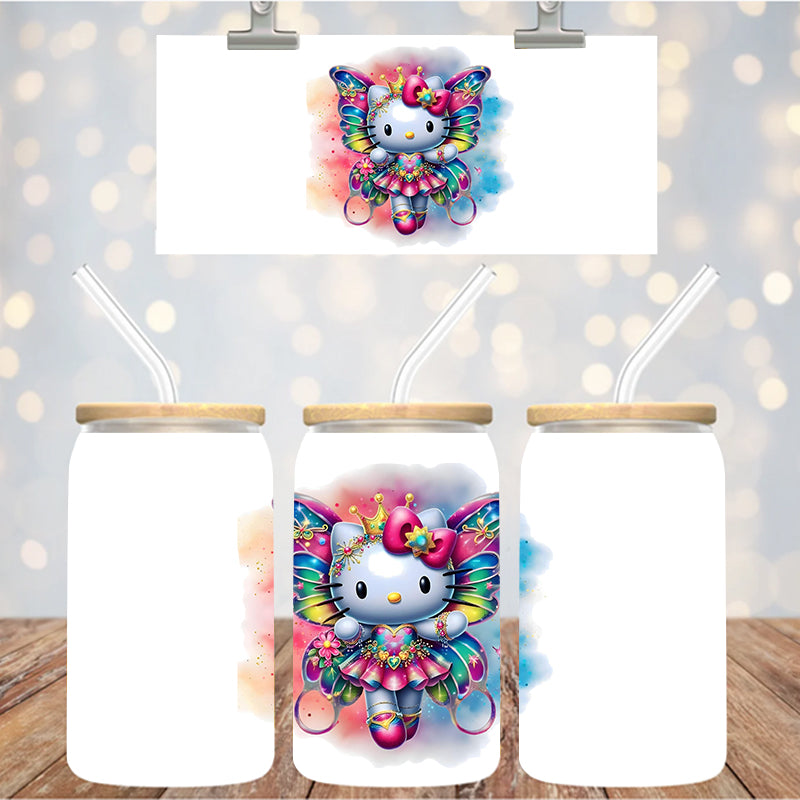 4" Decal Uvdtf Wrap Colorful Butterfly Cat D149