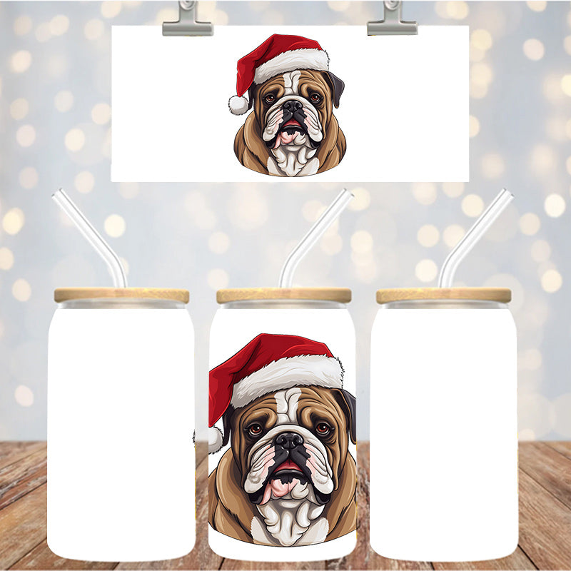 4" Decal Uvdtf Wrap Bulldog Christmas D173