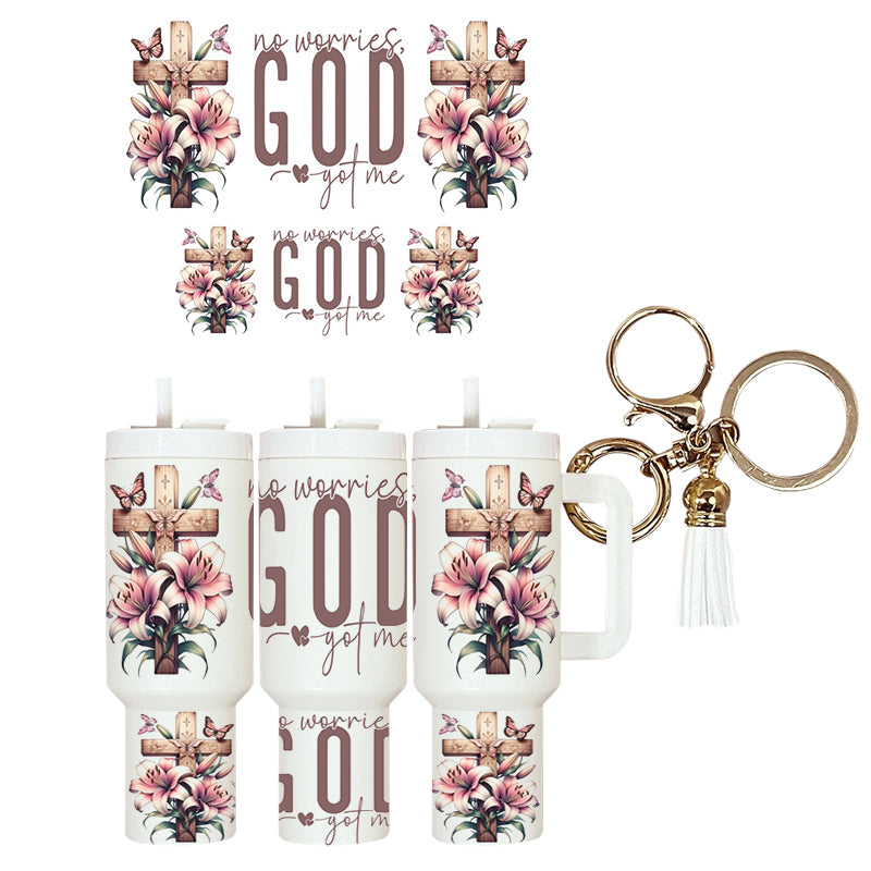 UVDTF Mini Tumbler Wrap No Worries God Got Me 4007