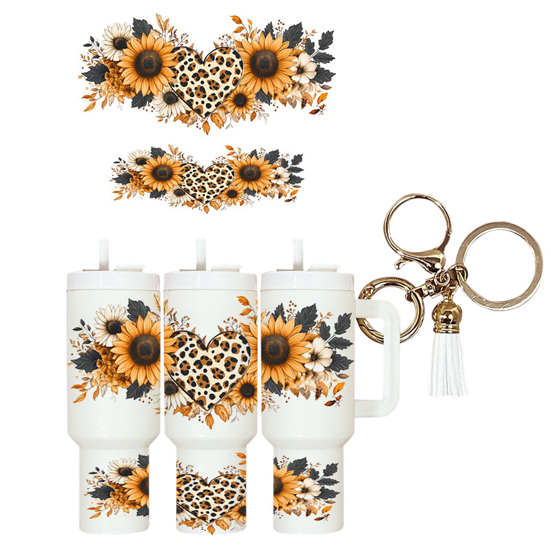 UVDTF Mini Tumbler Wrap Heart Sunflowers 4015