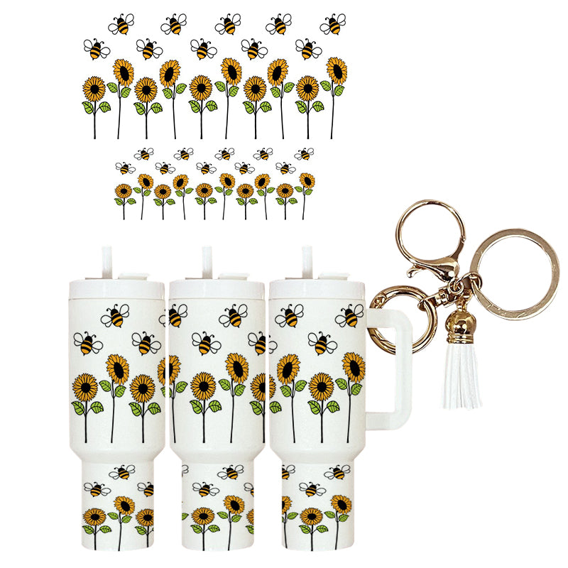 UVDTF Mini Tumbler Wrap Bees Sunflowers 4018
