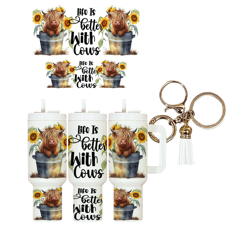 UVDTF Mini Tumbler Wrap Life is Better With Cows 4038