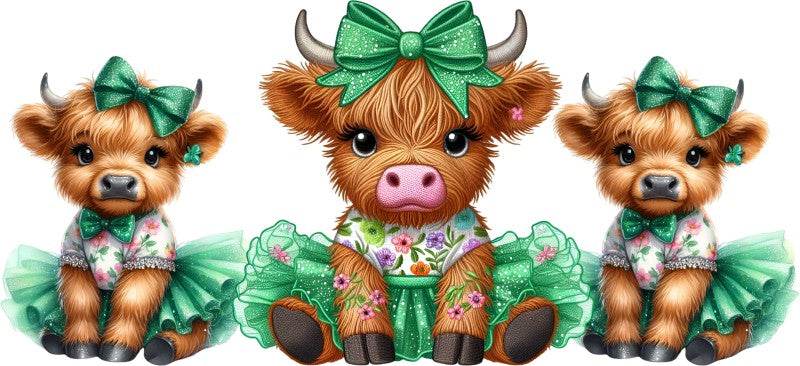 16 oz Uv Dtf Cup Wrap Cute Cows Green 903