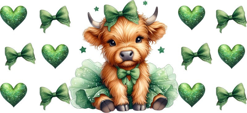 16 oz Uv Dtf Cup Wrap St Patrick's Day Cute Cow 902