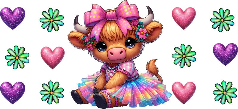 16 oz Uv Dtf Cup Wrap Cute Cow Tutu 901