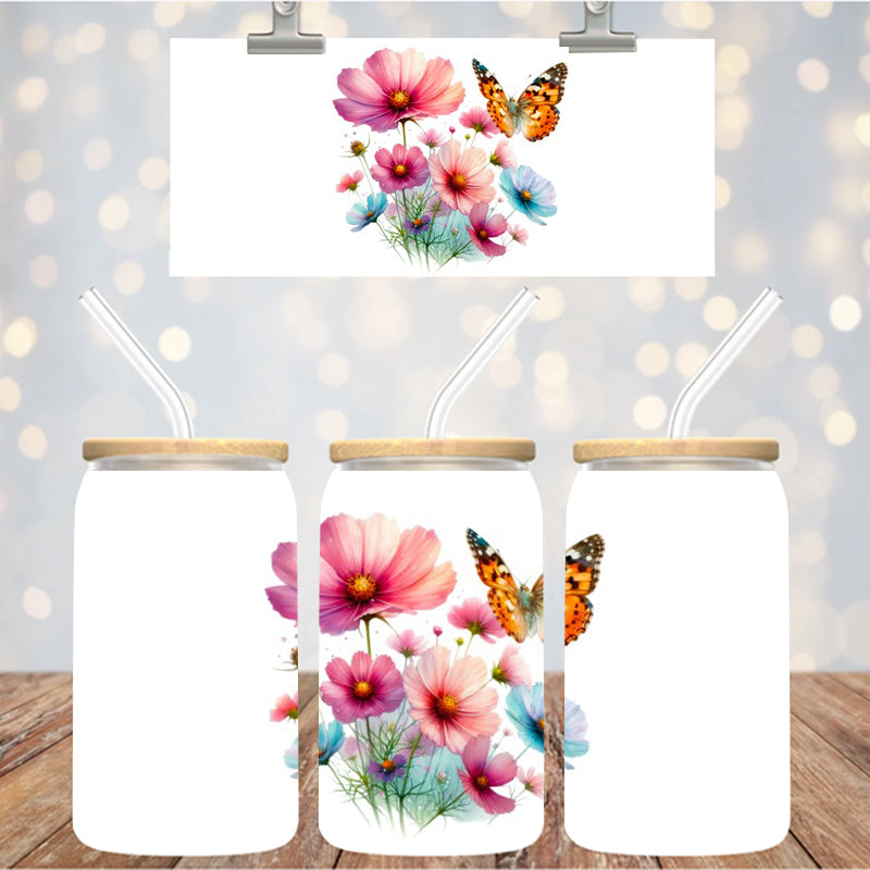 4" Decal Uvdtf Wrap Floral Monarch Butterfly D106