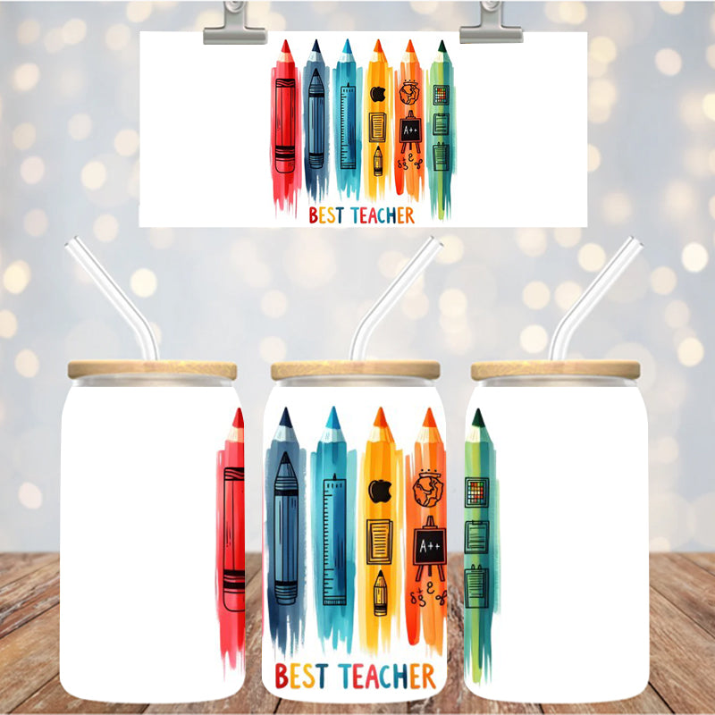 4" Decal Uvdtf Wrap Best Teacher Pencils D105