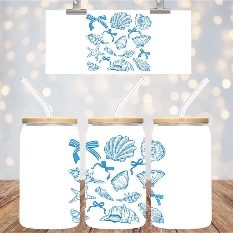 4" Decal Uvdtf Wrap Blue Sea Shell D148