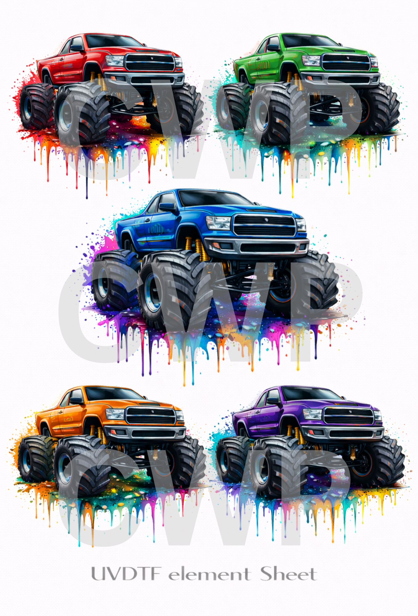 UVDTF 9.5 x14 Element Sheet Trucks