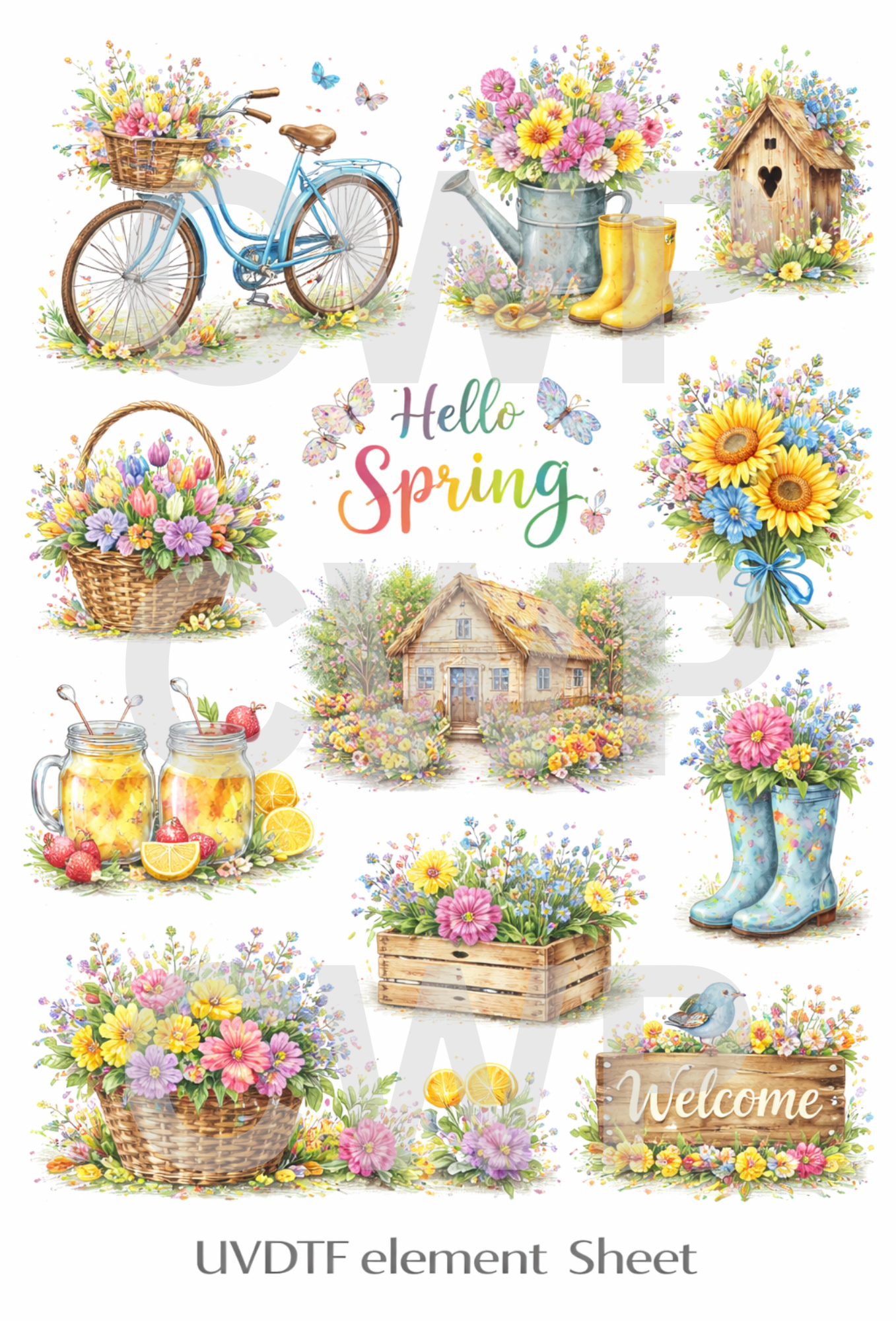 UVDTF 9.5 x14 Element Sheet Hello Spring