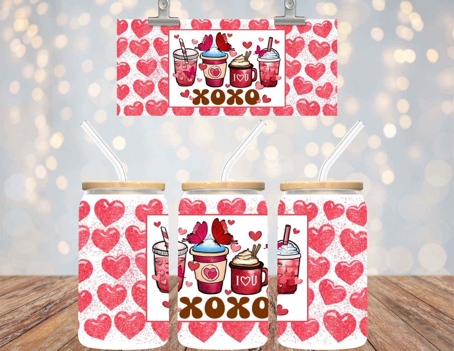 UV DTF 16 oz Cup Wrap XOXO 472