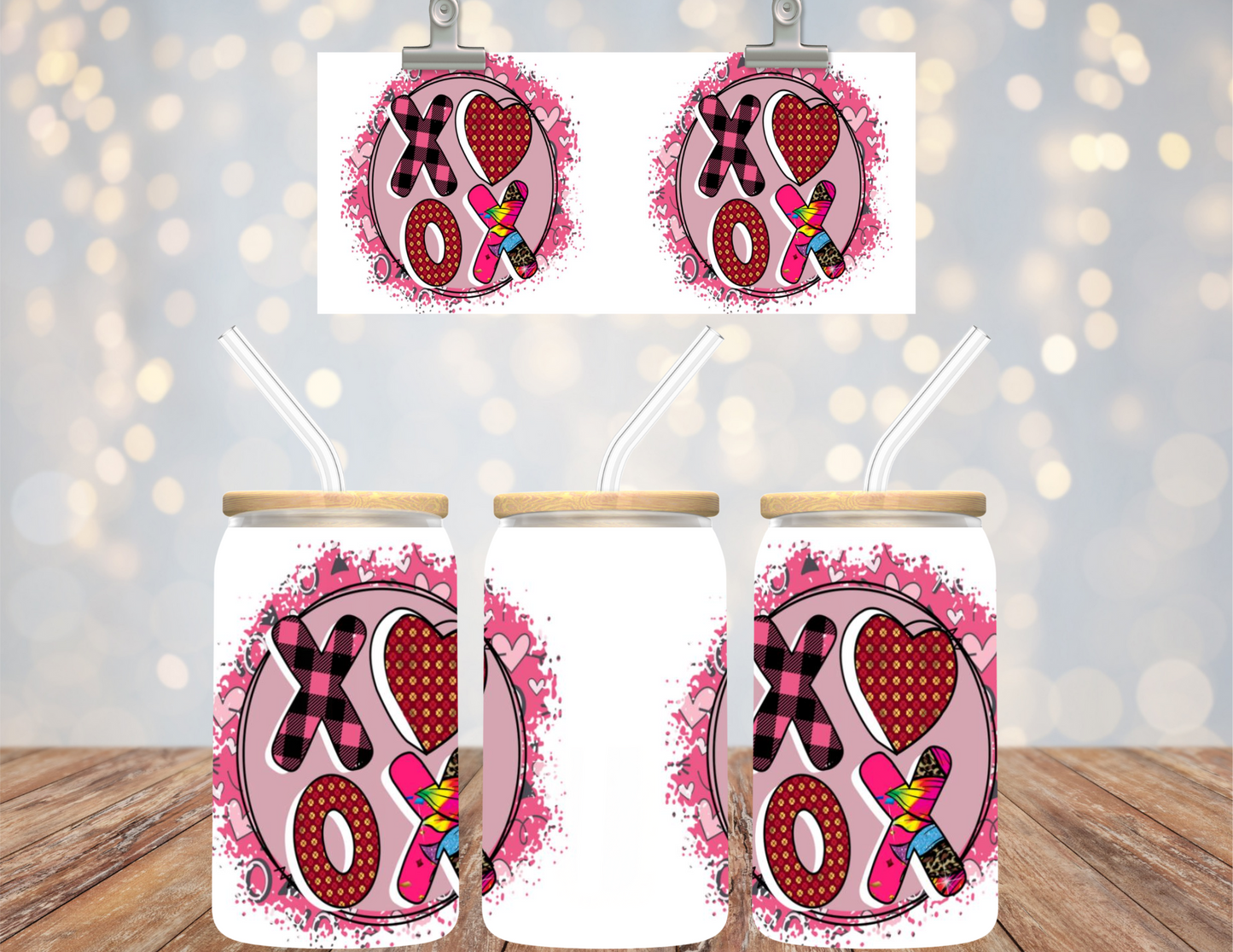 UV DTF 16 oz Cup Wrap XO OX 474