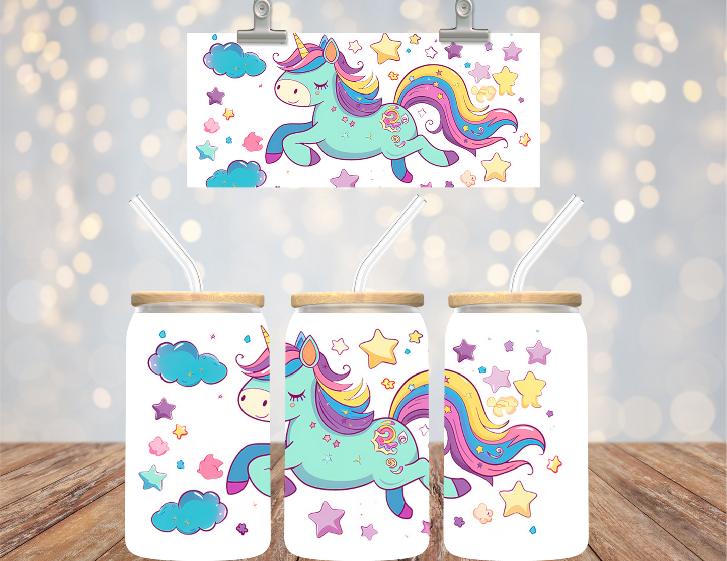 16 oz Uv Dtf Cup Wrap Unicorn 748