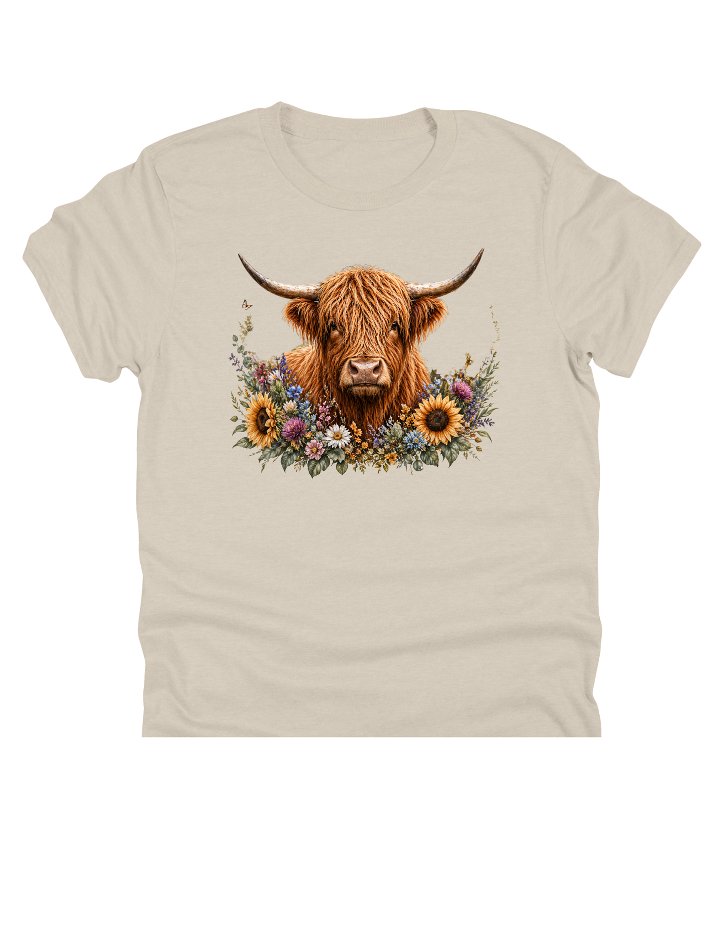 Highland Cow with Sunflowers & Wildflowers | Boutique DTF Transfer