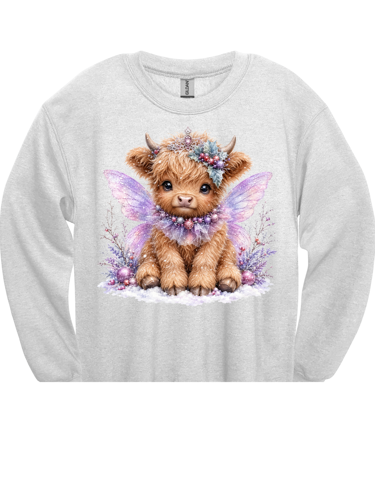 Winter Fairy Highland Cow DTF Transfer & Apparel